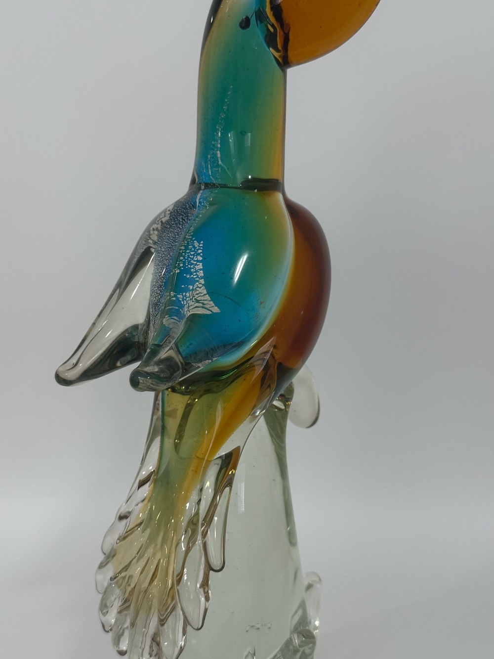 Vntg Murano Style Art Glass Toucan Bird Figurine Sculpture 12" Tall